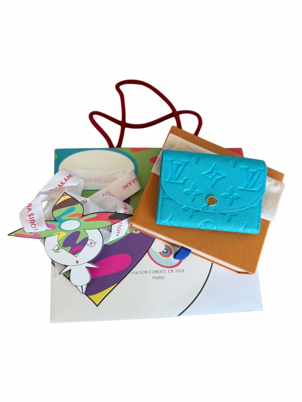 NEW LOUIS VUITTON X MURAKAMI KABIRA BLUE EMPREINTE ROSALIE WALLET